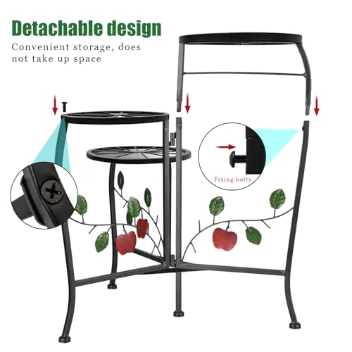 N.B.Y. 3 Tier Metal Plant Stand Indoor Outdoor Fold Waterproof Flower Plant Fit For Garden Balcony Patio Living Room Balcony Office Yard