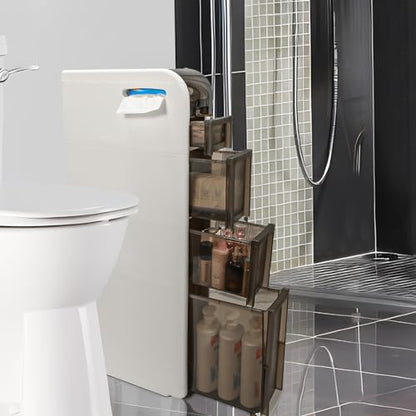 4-Tier Bathroom Floor Cabinet, Narrow Bathroom Storage Cabinet, Mobile and No Installation Required, Perfect for Small Space Laundry Rooms, Toilet Areas, and Living Room Gaps - style: 4-Tier