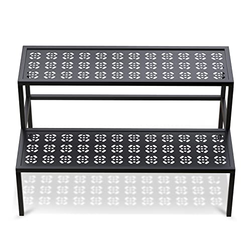 2-Tier Metal Plant Stand, Heavy Duty Flower Pot Holder Rack | 2-tier design for multiple pots,Heavy-duty metal frame,Indoor/outdoor patio, balcony, garden,Space-saving storage organizer - color: Black, size: 27.6"L x 16"W x 16"H