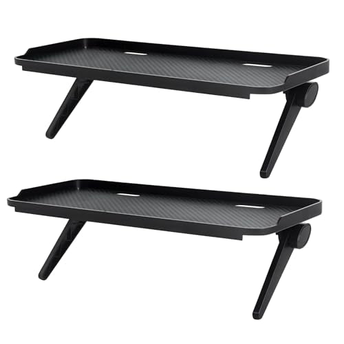 2 Pieces TV Top Shelf Screen Monitor Top Storage Bracket Computer Screen Shelf Adjustable Bracke for Media Boxes Game Console Router Home Mount (Black, 11.8 x 4.9 Inch) - color: Black