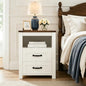 Farmhouse Night Stand, Rustic White Nightstand for Bedroom, End Tables with Charging Station, Bedside Table with Drawers, Wood Bedside Cabinet Dresser - color: White, size: 1pcs with Charging