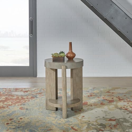 Liberty Furniture Affinity Chairside Table for Living Room - Dusty Taupe Faux Concrete Tops - size: Chairside Table