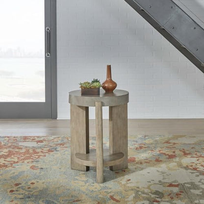 Liberty Furniture Affinity Chairside Table for Living Room - Dusty Taupe Faux Concrete Tops - size: Chairside Table