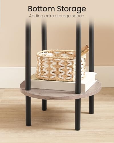 CHOEZON Side Table Set of 2, Round End Table, 2-Tier Small Nightstand with Sturdy Metal Tube, Industrial Coffee Table, for Living Room, Bedroom, Greige and Black TBZ01P2BG - color: Greige + Black