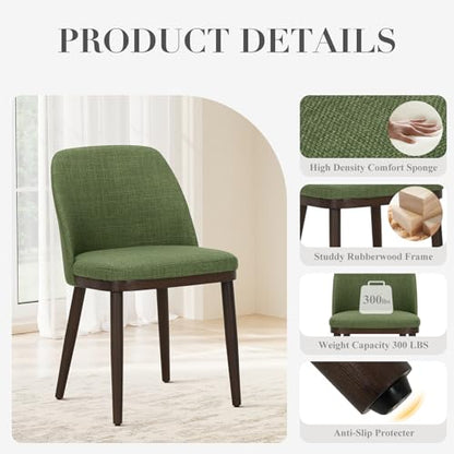 COLAMY Upholstered Dining Chairs Set of 4, Modern Kitchen Chairs with Back, Leather Side Dining Room Chairs with Wood Legs for Kitchen Dining Room Restaurant,Green - color: Green, size: Set of 4