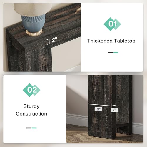 Tribesigns 70.9-Inch Extra Long Console Table, Farmhouse Wood Sofa Table Behind Couch, Narrow Entryway Accent Table for Living Room, Hallway, Entrance, Foyer, Black - color: Black