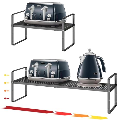 Hole Pattern Expandable Shelf Organizer,1Pack 8.1" Wide Easy to Assemble Cabinet Organizer Shelf, 16.5~27.1" Adjustable Height&Stackable Spice Organization for Cupboard, Black - color: Black, size: 1Pack-8''W-Hole Pattern