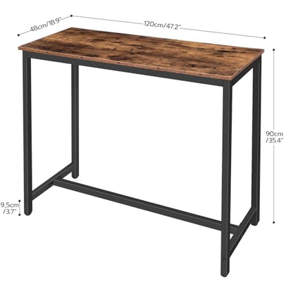HOOBRO Bar Table, Rectangular Pub Table, 47.2” Counter Height Bar Table, Industrial Bar Height Table, Dining Table for Kitchen, Living Room, Easy to Assemble, Rustic Brown BF50BT01