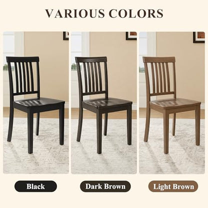 COLAMY Wooden Dining Chairs Set of 2, Farmhouse Dining Room Chairs, Windsor Spindle High Back Side Chairs, Armless Rubberwood Kitchen Table Chairs, Black - color: Black, size: Set of 2