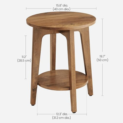 VASAGLE MAEZO Collection - Side Table, 2-Tier Small Round End Table, Nightstand with Tapered Legs, Curved Transitions, for Small Spaces, Living Room, Bedroom, Honey Brown ULET283T41 - color: Honey Brown, size: 1 pack