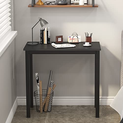 Need Small Computer Desk 31-1/2'' Sturdy and Heavy Duty Writing Desk for Small Spaces and Desk Study Table Laptop Desk AC3CB (80 * 40) - color: Black & Black Frame