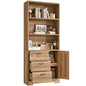 IRONCK Bookshelf with Doors and 3 Drawers 71 in Tall Bookshelf with Storage, Industrial Book Shelf with 3-Tier Shelves for Living Room Entrance Hallway Home Office - color: Oak Brown