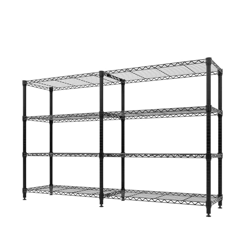 Garvee Metal Storage Shelves 4-Tiers, Standing Garage Shelving Unit 59"W x 13.8"D x 59.5"H, Heavy Duty Wire Shelving Rack Load 1060LBS, Adjustable Storage Shelf for Home Kitchen Pantry Basement(Black) - size: 59" W x 13.8" D x 59.5" H(4 Tiers)