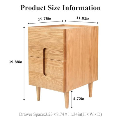 Narrow Nightstand, Mid Century Modern Nightstand, Solid Wood Bedside Table, Side Table witn Drawers (Natural, 11.81inches) - color: Natural, size: 11.81inches