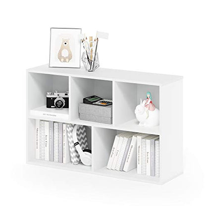 Furinno LUDER Book Shelf, 5-Cube Bookshelf, Reversible Bookcase, 9.4 x 19.5 x 31.5, Easy Assembly, for Living Room, Bedroom, Home Office, White - color: White, size: 5-Cube