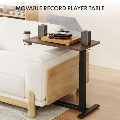 FLEXISPOT Adjustable C Table with Wheels, Mobile Snack Side End Table Sofa Couch Bedside Table Laptop Rolling Cart TV Tray Night Stand for Small Space Side Table(31.5" W x 17.7" D,Rustic Brown) - color: Rustic Brown, size: Large