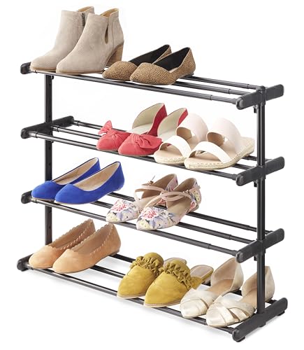 Whitmor Adjustable Shoe Rack, 4 Tier Shoe Organizer, Shoe Storage Shelf for 24 Pairs of Shoes, Easy to Assemble, Entryway - color: 4-tier