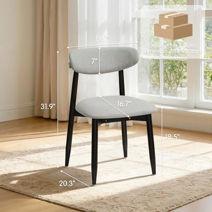 CHUN YI Dining Chairs Set of 8, Upholstered Solid Wood Dining Room Chairs, Mid Century Modern Fabric Kitchen Chairs with Ergonomic Curved Back, Gray (Only Chairs) - color: Grey, size: Set of 8