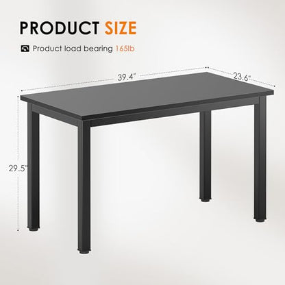 DlandHome 39 inches Small Computer Desk for Home Office, Black | Gaming Study Writing Desk, Modern Simple Computer Table, Sturdy Metal Frame, Adjustable Feet, Compact Modern Design - color: Black Walnut + Black, size: 39 inch