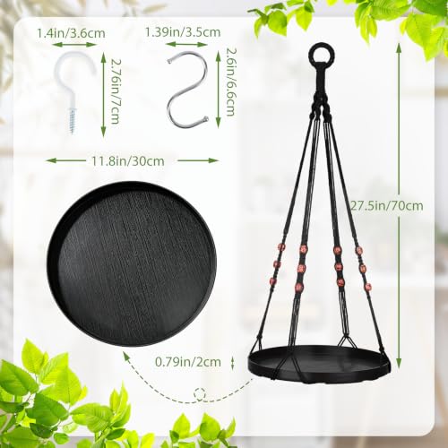 GREANER Black Macrame Plant Hanger, 2 Packs Hanging Baskets with Handmade Cotton, Plant Window Hanger for Indoor and Outdoor Use - color: Black