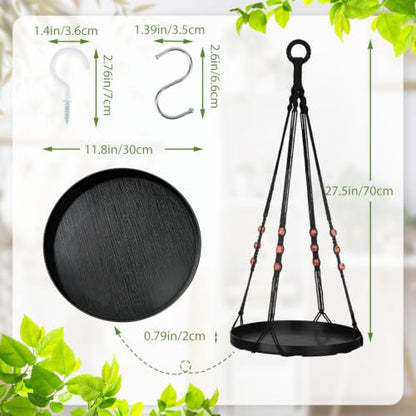 GREANER Black Macrame Plant Hanger, 2 Packs Hanging Baskets with Handmade Cotton, Plant Window Hanger for Indoor and Outdoor Use - color: Black