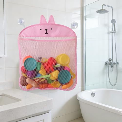 Animal Mesh Bath Toy Organizer with Suction Cups,Bathtub Toy Holder Storage,Bathroom or Shower Caddy Multi-use Net Bags Make Baby Bath Toys Storage Easy - color: Rabbit