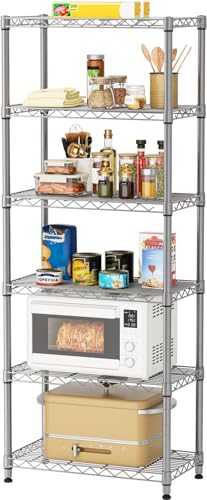 Golpart 6Tier Adjustable Storage Shelves Metal Wire Shelving Standing Shelf | Utility Heavy Duty Unit Rack Closet Organize for Home Kitchen Laundry Room Organization Pantry 12"Dx22"Wx69"H Grey - color: Grey, size: 6-tier-12"Dx22"Wx69"H