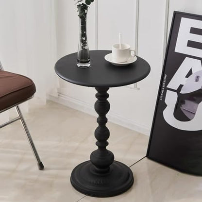 Pedestal Metal Round Side Table, Sofa Table, Small TV Tray Table for The Sofa in The Living Room and Bedroom, Bed, Chair, Mini Coffee Table, Headboard Table, 20.47 (H) *13.77 (W) - color: 1pcs - Black Upgrade Iron Table