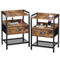 Nightstands Set of 2, Bedside Table with 1 Fabric Drawer, Open Mesh Shelf, End Table Side Table with Storage Drawer Dresser, Wear-Resistant Metal Frame, Bedroom, Rustic Brown - color: Brown(1drawer), size: Set of 2