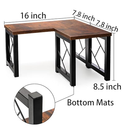 TOPZEA Desktop Shelf, Rustic Wood Small Freestanding Bookshelf Organizer Vintage Desk Shelving Stand, 2 Tier Stackable Office Storage Open Rack Hutch Kitchen Counter Display Shelves, Upgrade