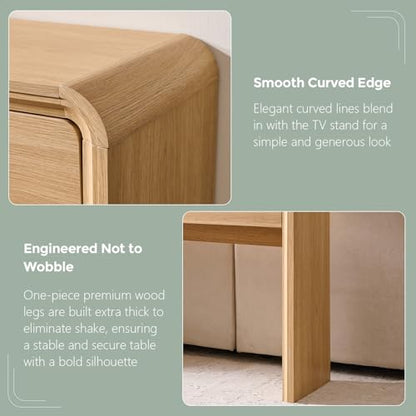 Aitjunz 63'' Console Table with 3 Drawers, Modern Entryway Table with Curved Profile Design, Narrow Long Wood Sofa Table Behind Couch Table for Living Room, Hallway, Foyer, Natural - color: Natural