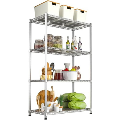 4-Shelf Heavy-Duty Metal Wire Shelving Unit Adjustable Wire Rack 2200LBS Storage Shelves Garage Shelving Storage Shelf Flower Stand for Pantry Laundry Kitchen 14" Dx35.7 Wx59 H - size: 4-Tier-Silver[14" D x 35.7" W x 59" H]