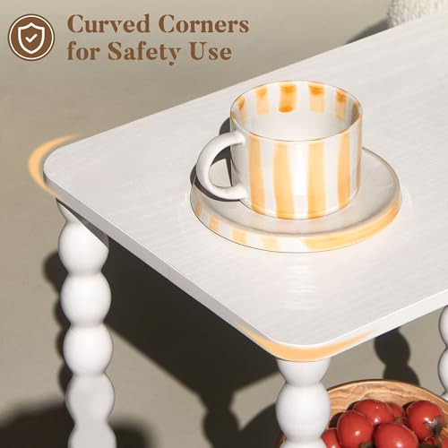 Fultyle White End Table, Small Side Table with Storage Shelf, 2-Tier Modern Night Stand for Bedroom, Living Room, Small Spaces (White) - color: White