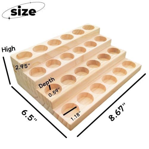 2 Pack Solid Wood Essential Oil Organizer 4 Layer Essential Oils Racks Tabletop Storage Rack Display Stand Holder for 5-20ml Bottles - style: 4 Layers