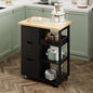 SUNLEI Kitchen Island with Storage Cart Rolling Coffee Small Butcher Block Table Microwave with 3 Drawers on Wheels Station Portable Mobile Narrow Moveable Utility Counter Wood Top Spaces Bar Food - size: 26.6 INCH, style: Black