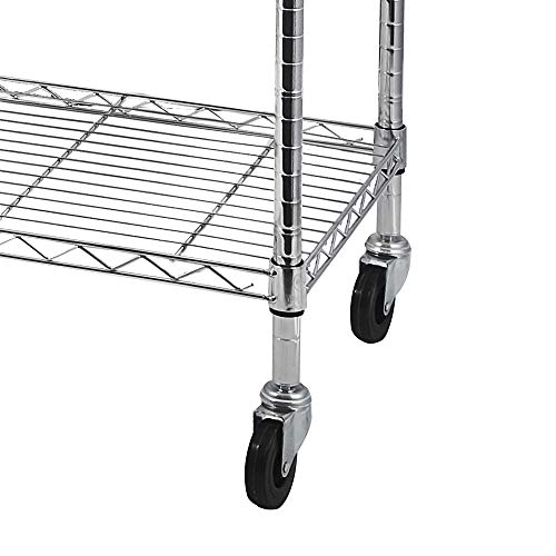 5-Tier Shelf, Adjustable Wire Metal Rack Shelving, Heavy Duty Standing Storage Shelves, Garage, Kitchen, Office, Bathroom, Shelfs Easy Assembly, 59" W x 18" D x 71" H Wheels, Chrome - color: Chrome, size: 5-tier 59.06"W x 17.72"D x 70.87"H Wheels