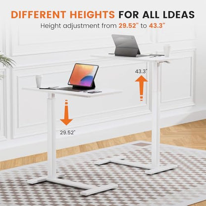 Sweetcrispy Overbed Table, Bedside Table, Mobile Standing Desk | Adjustable Wheels, Rolling Laptop Cart, Hospital Home Use, Space Saving Frame, Milky - color: Milky