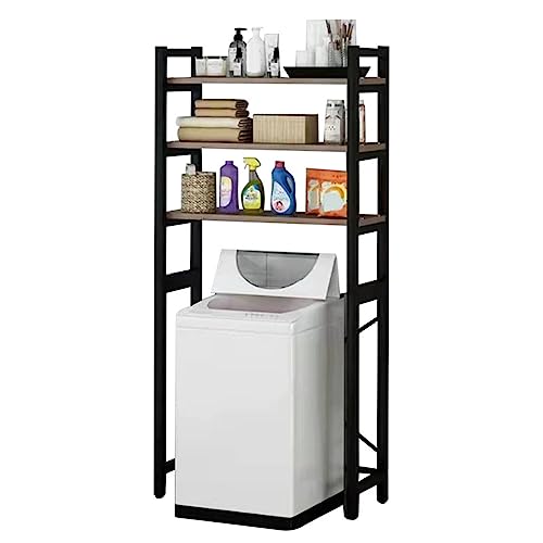 Over The Washer and Dryer Storage Shelf, 3-Tiers Laundry Room Shelf, Laundry Room Shelving Units, Washing Machine Storage,Laundry Room Storage and Organizer Standing Shelf (Black) - color: Black