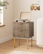 Nightstand,Small Bedside Table with Gold Frame,Grey Night Stand,Bedside Furniture,Side Table with 2 Drawers for Bedroom,Living Room (2Drawers, Grey) - color: Grey, style: 2Drawers