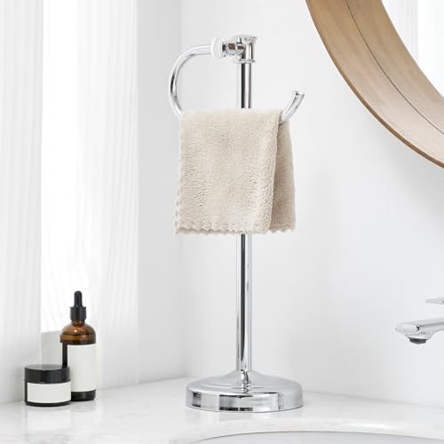 Stand Hand Towel Holder, Countertop Towel Bar, Polished Chrome | 17 Inch Bathroom Towel Hanger, Freestanding Vanity Counter Top Towel Holder, Towel Ring Hardware Accessories, Stainless Steel - color: Polished Chrome