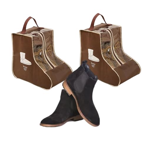 Portable 2 Pack Boots Storage, Short Boots Storage/Protector Bag,Brown Portable waterproof storage bags are used for travel storage, under the bed, wardrobe, shoe cabinet and other home storage - color: Brown, size: Short