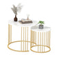 Nesting Coffee Table Set of 2, Round Table, Morden End Side Table Night Stand for Bedroom Dining Room (Marble White) - color: White