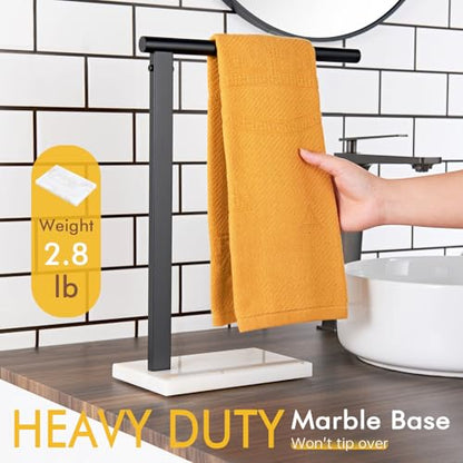 KOKOSIRI Hand Towel Rack Stand Towel Holder with Steady Marble Base for Bathroom Vanity Countertop, Matte Black Stainless Steel 15.7'' Height THS0006-BK - color: Matte Black, size: 1-Bar