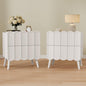 Modern Set of 2 Fluted Nightstand for Bedroom, White Wood Bedside Table | Wood End Side Table with Arch Curved Design, Night Stand with 2 Drawer - color: White, size: 2 Pack