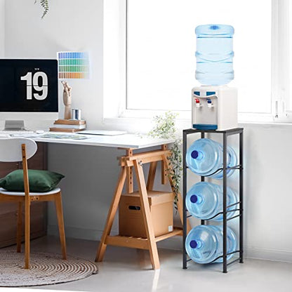 OYEAL Water Bottle Holder Organizer 5 Gallon Water Jug Stand with Shelves, 3-Tier Water Bottle Dispenser Stand for Kitchen Living Room Office, Black - style: Square Tube Black