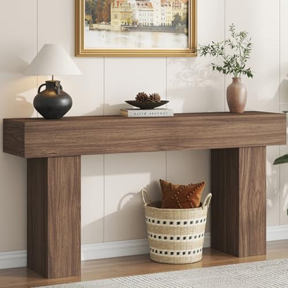 knoworld 63 Inch Long Console Table for Entryway, Farmhouse Wood Rectangular Sofa Table Behind Couch Table, Narrow Entryway Table for Living Room, Entrance, Hallway, Foyer, Easy Assembly (Brown) - color: Brown