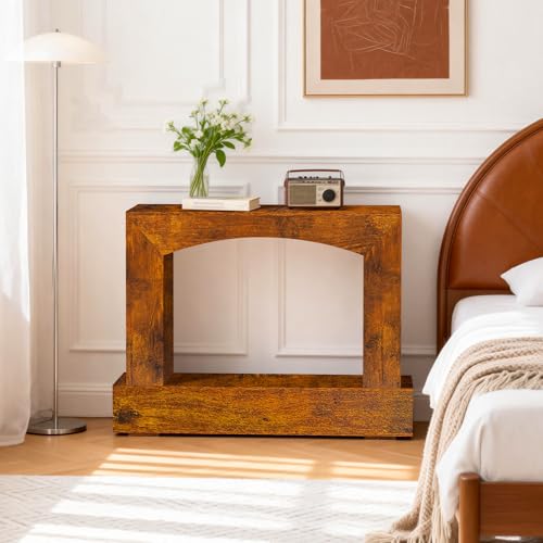 Sonharlar 46 Inch Entryway Table U-Shaped, Wooden Console Table with Socket Farmhouse Sofa Table for Entrance, Hallway, Living Room,Behind Couch(Rustic Brown) - color: Rustic Brown, size: 46IN UH