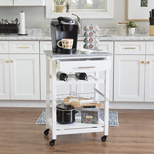 Linon Kitchen Island, White, 22.88 x 15.75 x 33.88 - color: White and Granite, style: Whitney