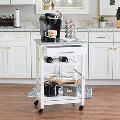 Linon Kitchen Island, White, 22.88 x 15.75 x 33.88 - color: White and Granite, style: Whitney