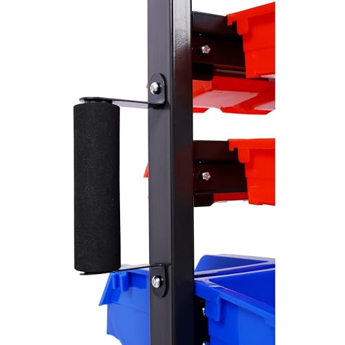 6-Tier Dual-Sided Rolling Bin Rack, Heavy Duty Steel Organizer Shelf with Locking Casters & 60 Bins, 350 lbs Capacity for Garage, Workshop & Hardware Tools (6-Tiers) - size: 6-Tiers